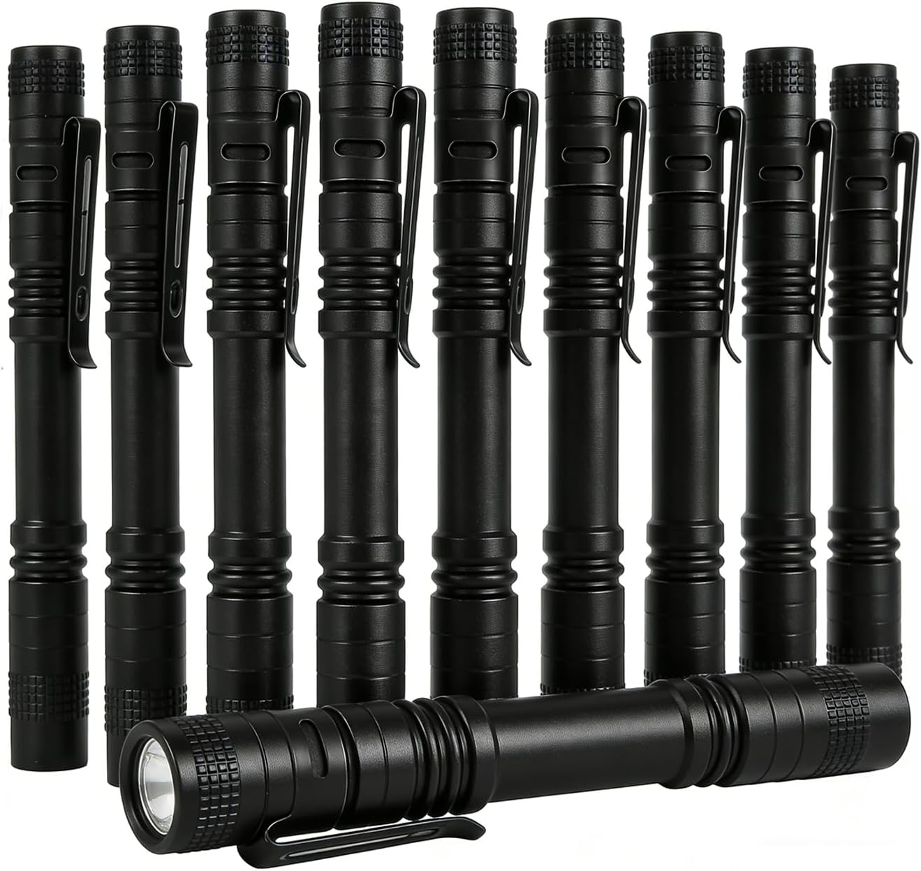 Pen Flashlight 10Packs, Super Bright LED Pocket Flashlights with Clip, Aluninum Alloy Small Pen Lights IPX4 Waterproof, EDC Flashlight for Camping Home Emergency Inspection Outdoor