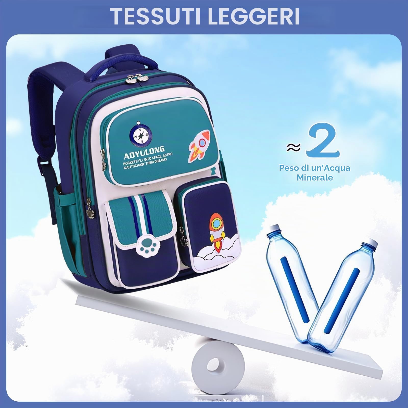 Amythe Zaino Ragazzo 1a-5a Elementare Scuola Viaggio | Zaino Ergonomico Bambini 6-12 Anni Riflettente 26L Blu