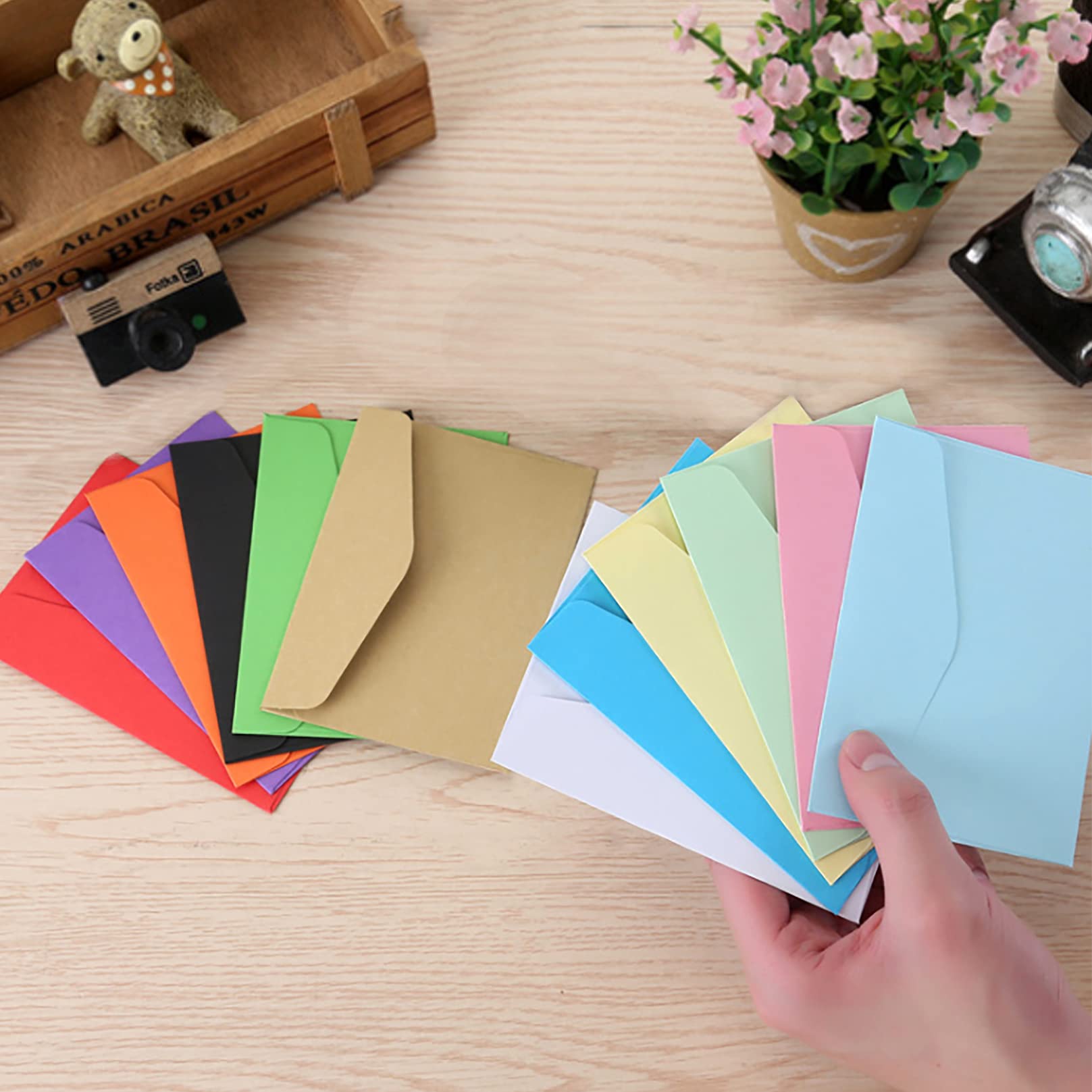 VANRA Set di 170 Piccoli Biglietti Vuoti Con Buste Colorate - Mini Buste Bianche, 17 Buste Assortite per Regali, Cartoncini, Indici, Biglietti da Visita