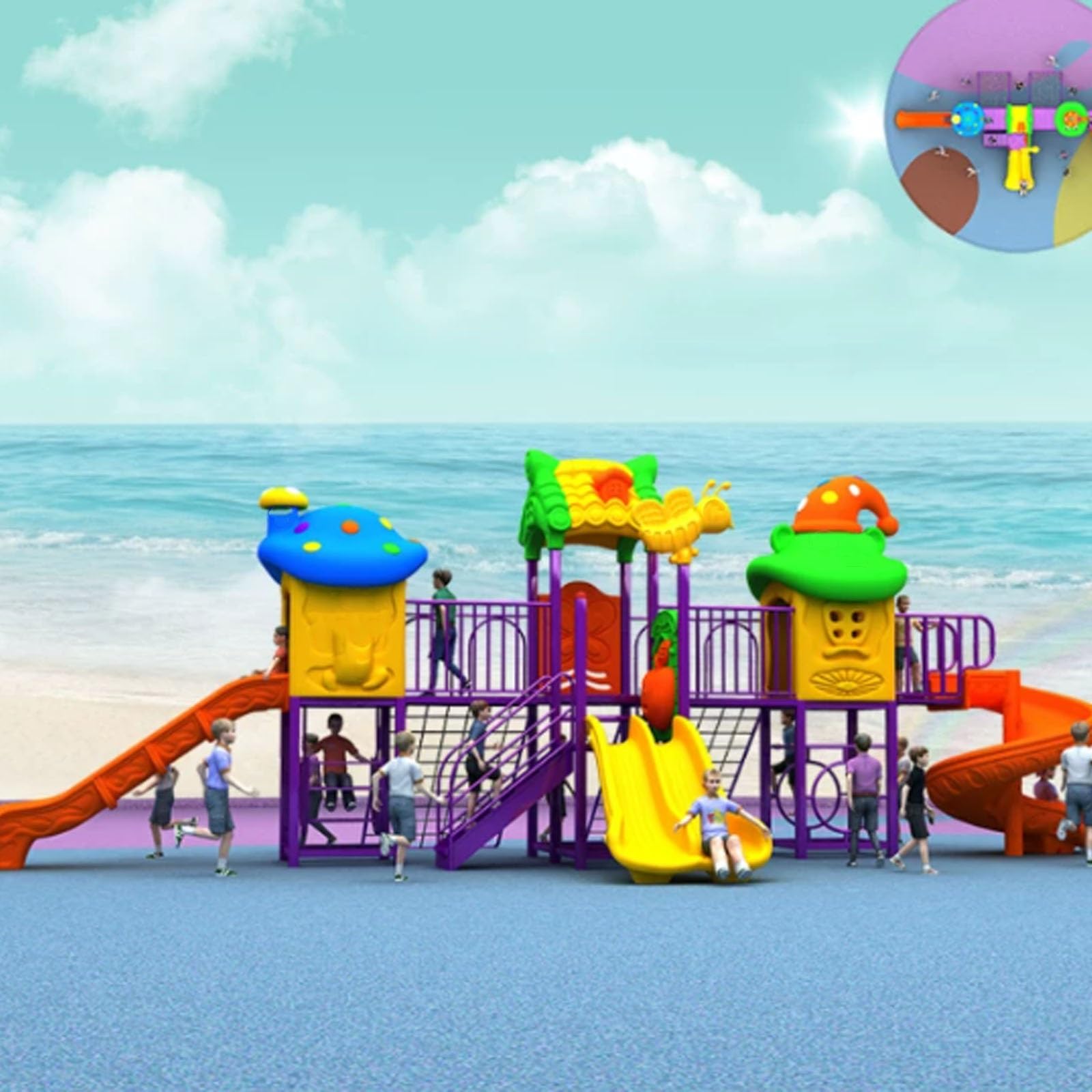 Large Outdoor Slides, Kindergarten Outdoor Slide and Swing Combination Sets, Residential Community Playground Equipment(A19)
