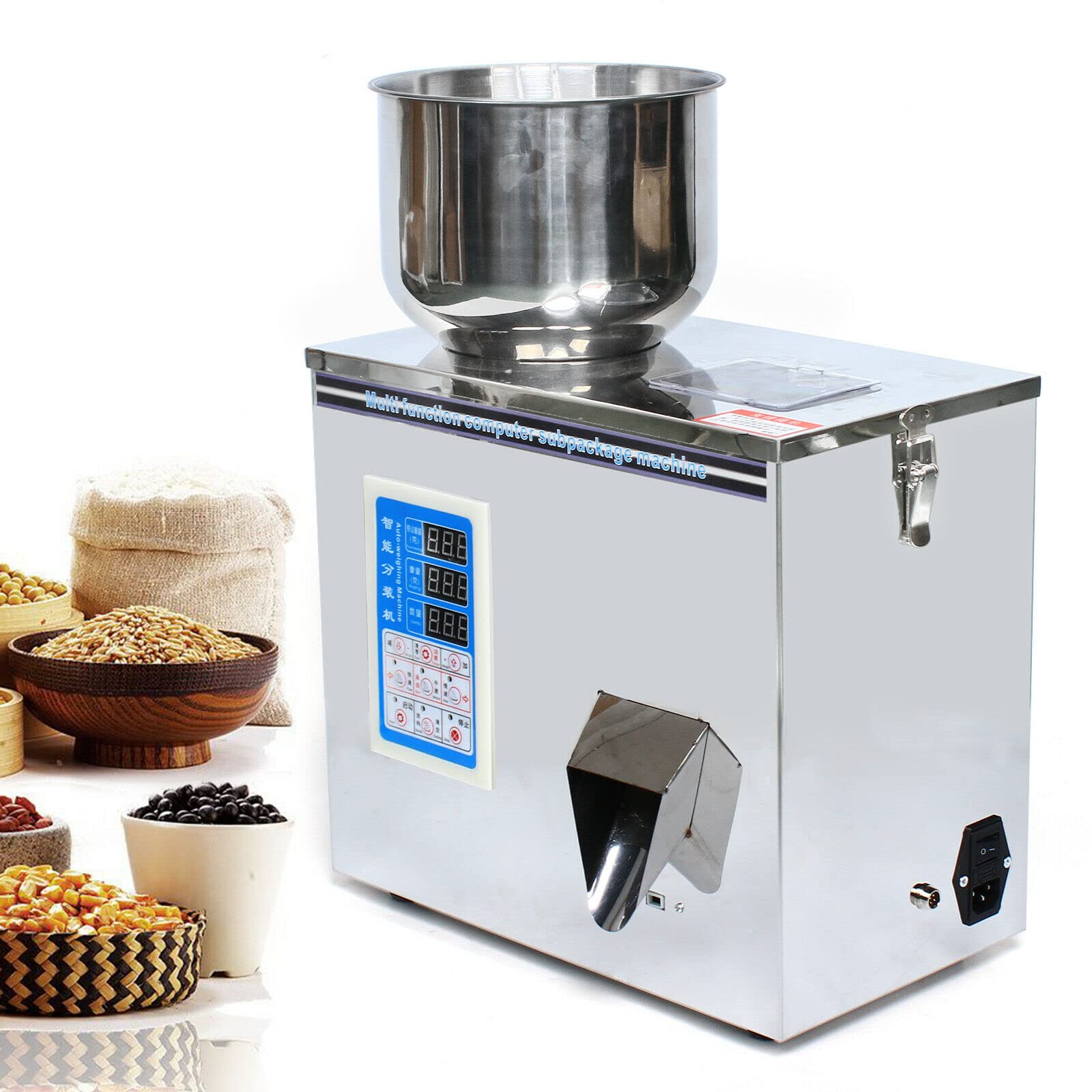 Machine de remplissage de poudre, 1-50 g, en acier inoxydable, pesée et remplissage automatiques, thé, céréales, médicaments, riz, 70 x 23 x 38 cm, moderne, industrielle