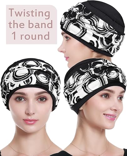 Miniatura 6 de Alnorm Gorro de quimioterapia, sombrero de viscosa para mujer, turbante para la cabeza para mujer