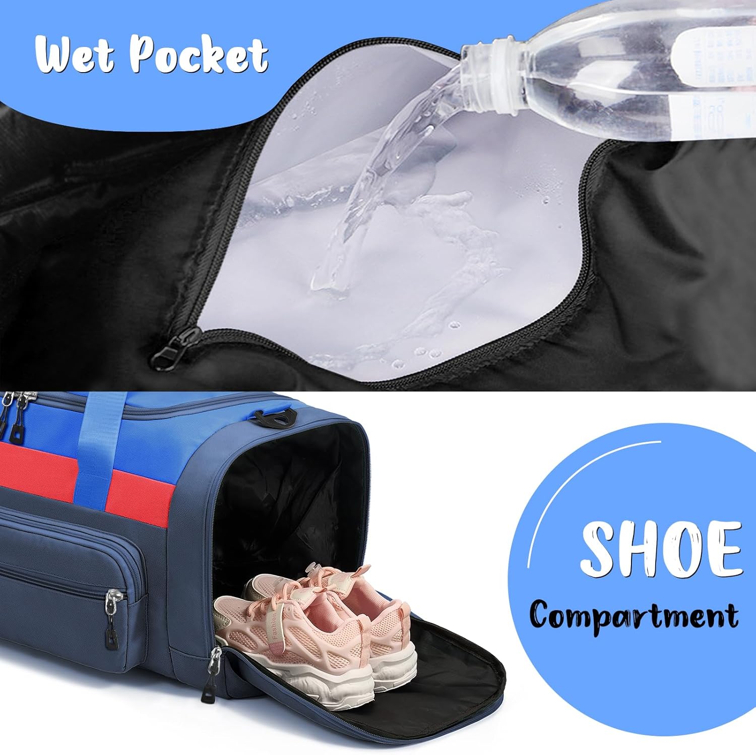 Woomada Kids Travel Duffle Bag With Shoe Compartment & Wet Pocket Perfect For School, Sports, Overnight Trips(blue)