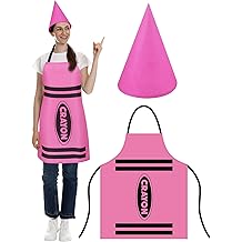 Crayon Apron and Funny Gnome Cone Hats for Costume Set for Adults Fancy Dress Outfit Halloween Cosplay Dress up