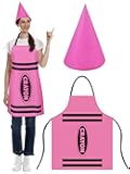 Crayon Apron and Funny Gnome Cone Hats for Costume Set for Adults Fancy Dress Outfit Halloween Cosplay Dress up