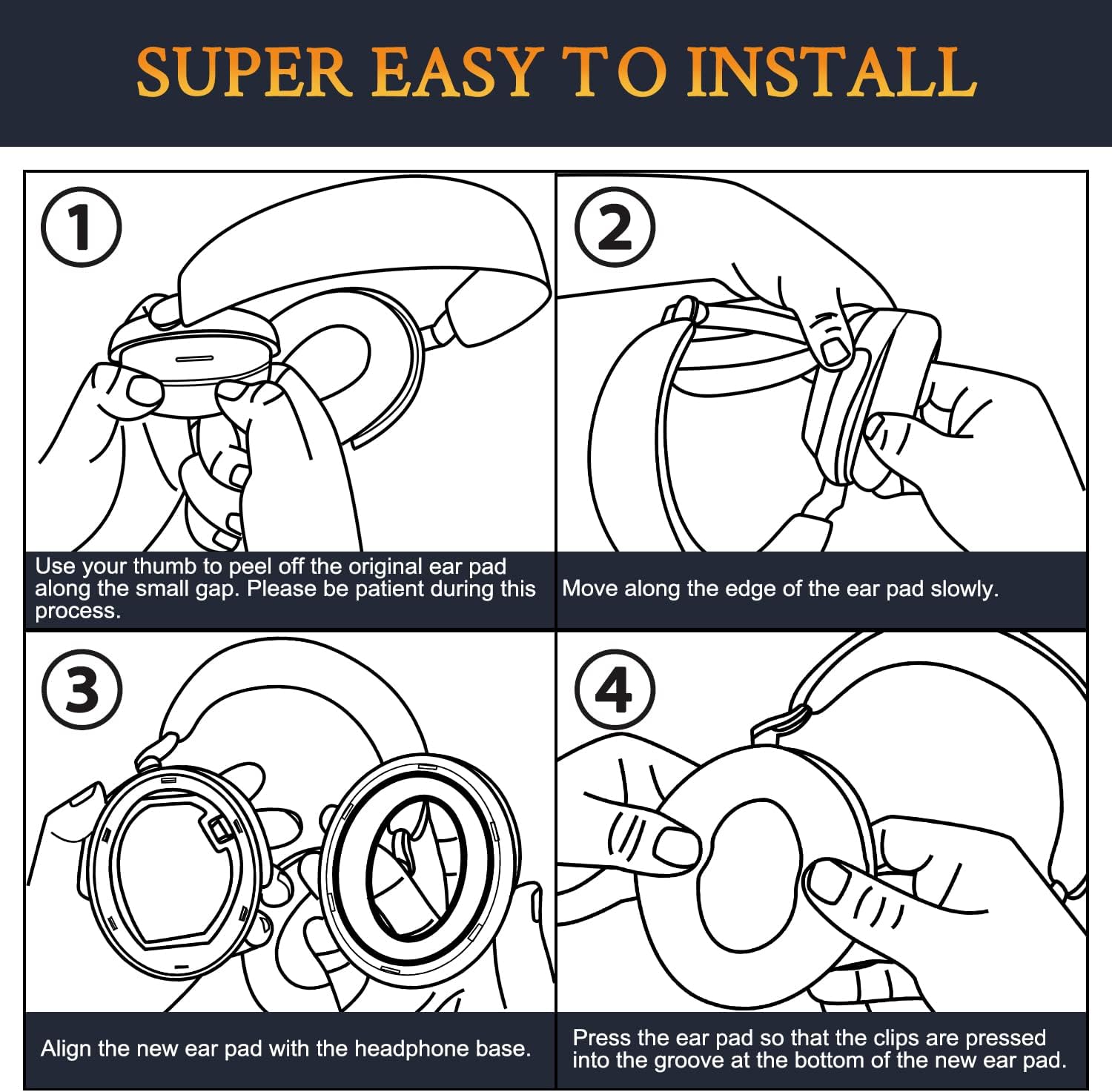 SOULWIT Protein Leather Earpads Replacement for Sennheiser Momentum 4 Over/Around Ear Wireless Headphones, Ear Pads Cushions with High-Density Noise Isolation Foam - Black - Image 8