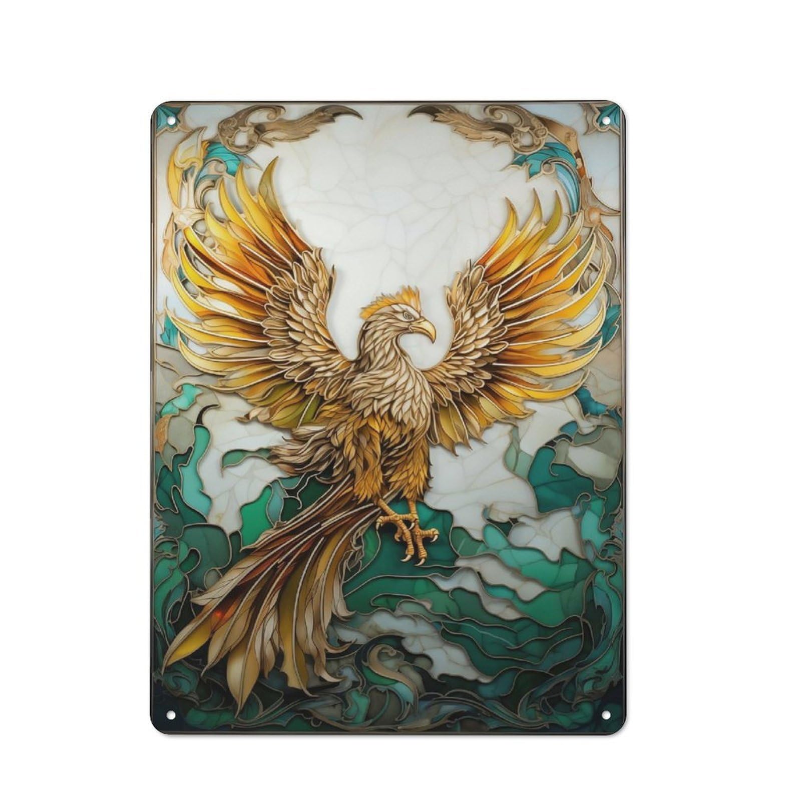 Junmoney Abstract Phoenix Tin Sign 40X30cm For Garage Wall, Vintage Wall Decor, For Kitchen, Dining Room And Home Bar Wall Decor