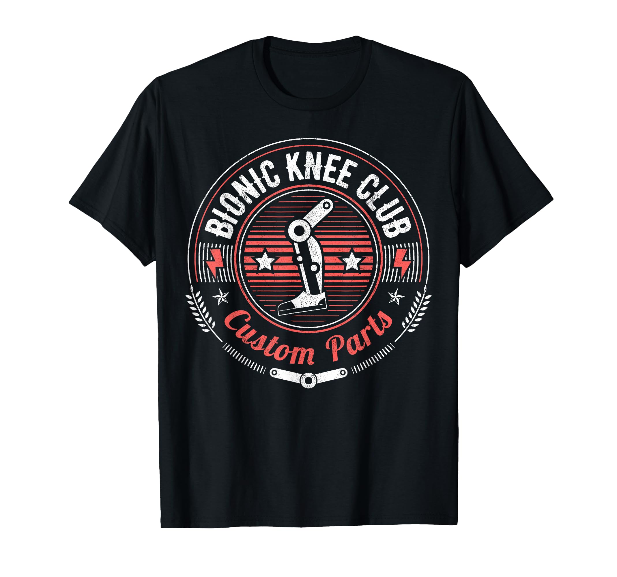 Bionic Knee Club Custom Parts Funny Knee Replacement T-Shirt Small