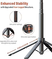 Vista 2 de Trípode para teléfono Selfie Stick - Soporte para teléfono celular de 71 pulgadas de alto con control remoto inalámbrico desmontable y 2 luces LED