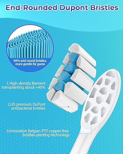 Miniatura 4 de Cabezales de cepillo de dientes de repuesto compatibles con Philips Sonicare paquete de 10 cabezales de cepillo eléctrico de repuesto suaves