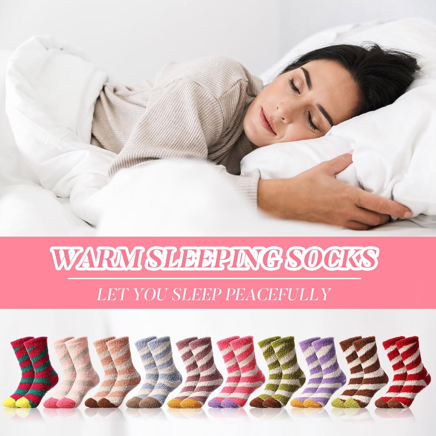 Handepo 60 Pairs Women Fuzzy Socks Bulk Winter Warm Soft Fluffy Crew Sleeping Slipper Socks for Indoor Valentine's Day Gifts - Image 5