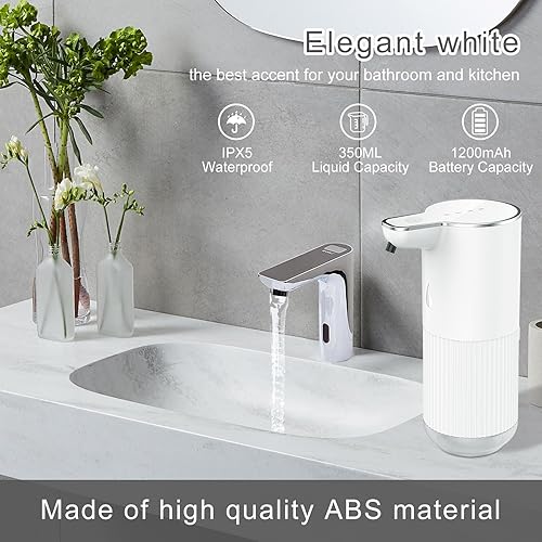 Miniatura 2 de HTLT Dispensador automático de jabón espumoso, dispensador de jabón de 11.8 fl oz, dispensador de desinfectante de manos eléctrico sin contacto,