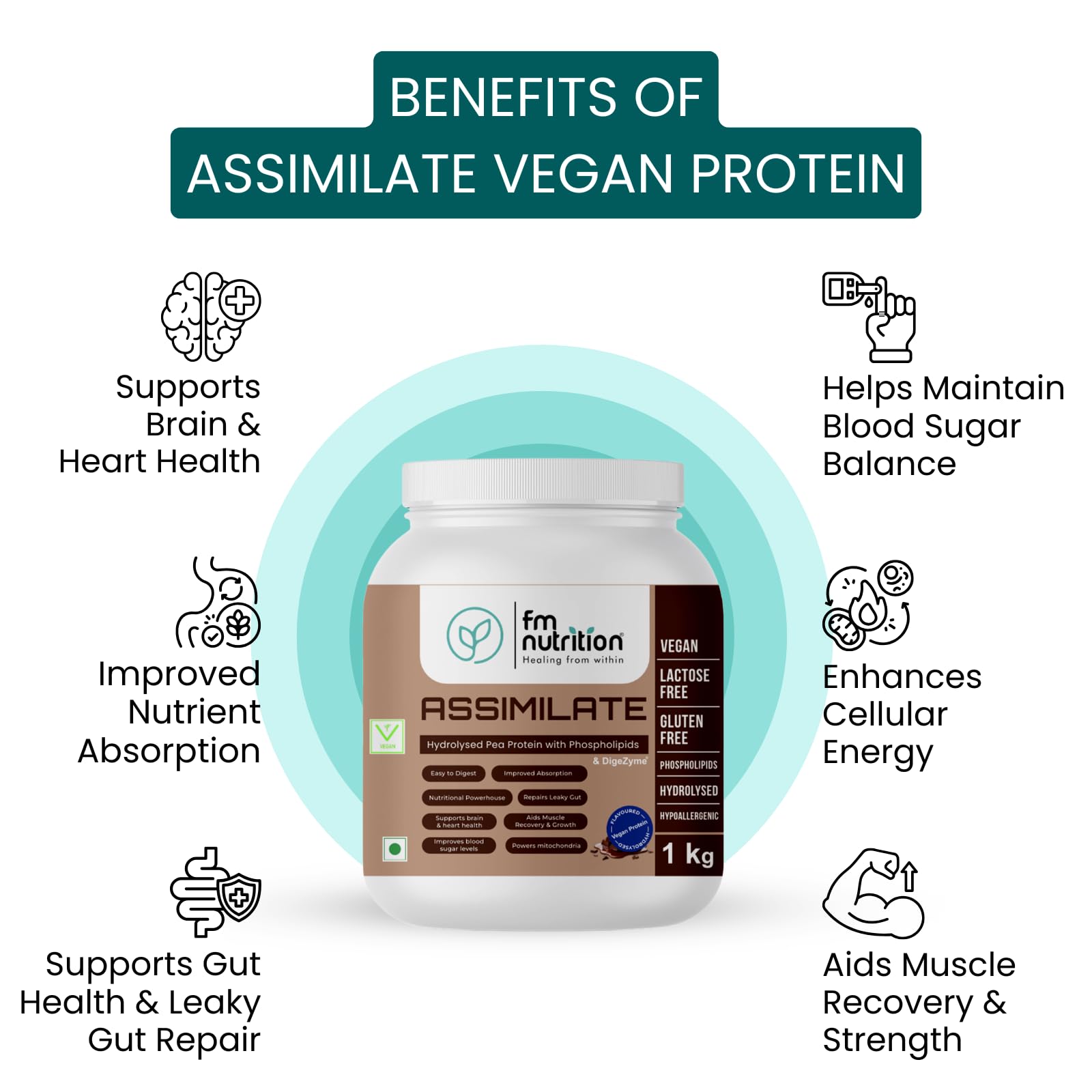 Assimilate Vegan Protein, Hydrolysed Plant Protein, Chocolate Flavour (1 Kg) — Amazon image 6