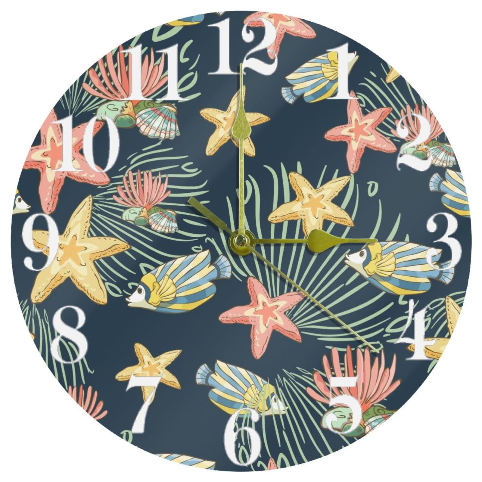 Horloge murale sous-marine silencieuse contre le tic-tac nocturne pour bureau