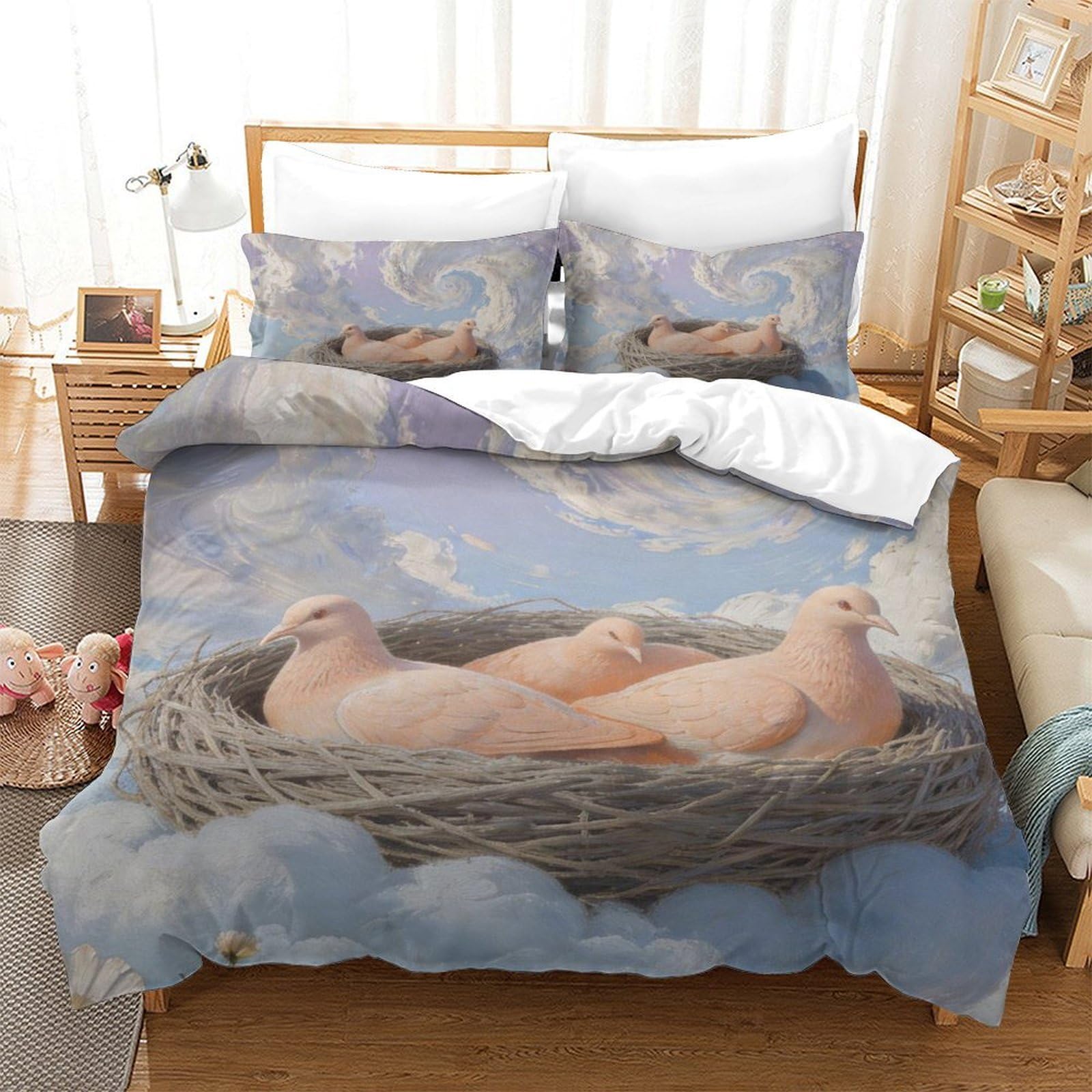 Housse de couette colombe microfibre douce anti-plis lit double