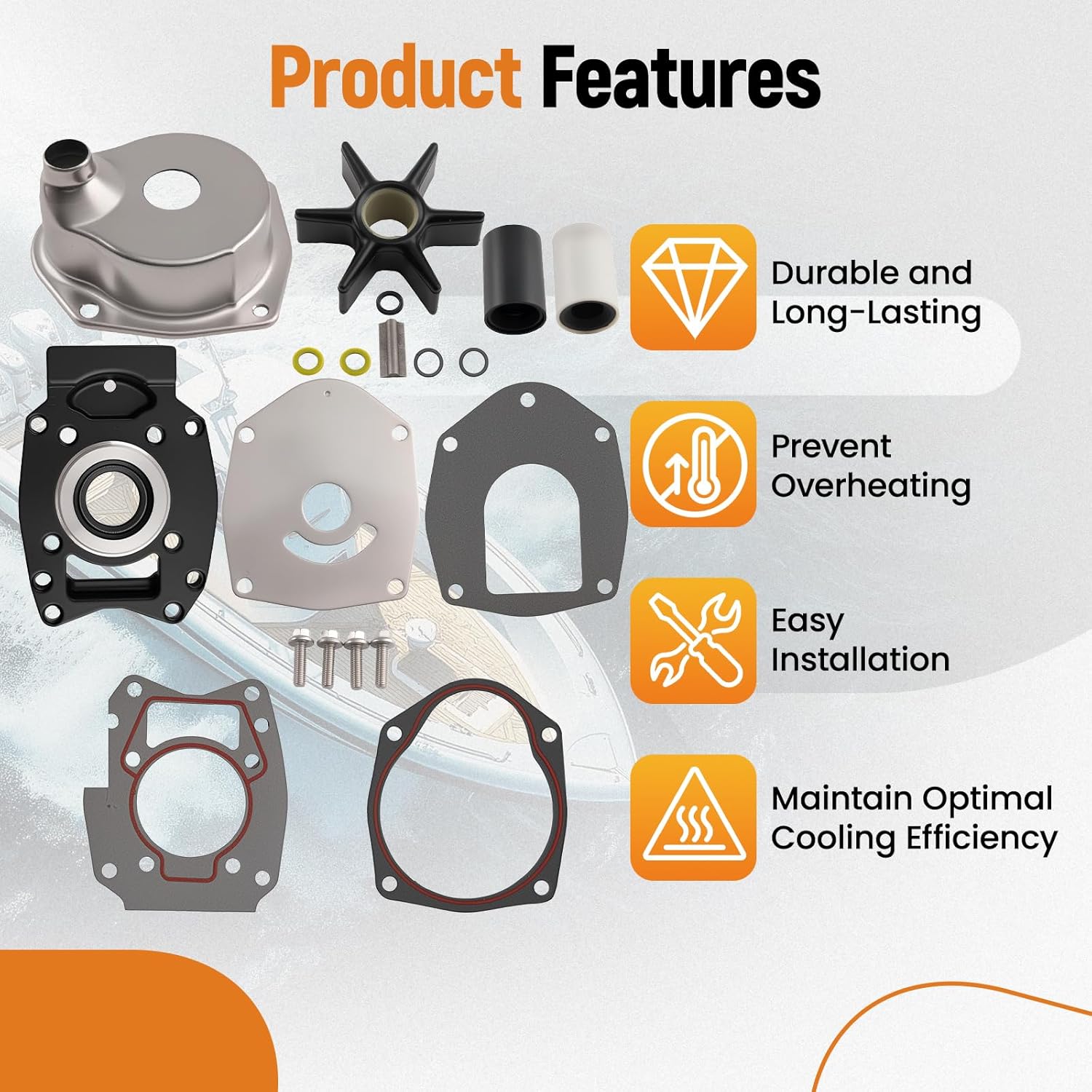 maXpeedingrods 46-8M0113799 Water Pump Impeller Kit for Mercury Outboard 75 80 90 100 115 HP 2 &4 Stroke Motor Replacement 43024A4