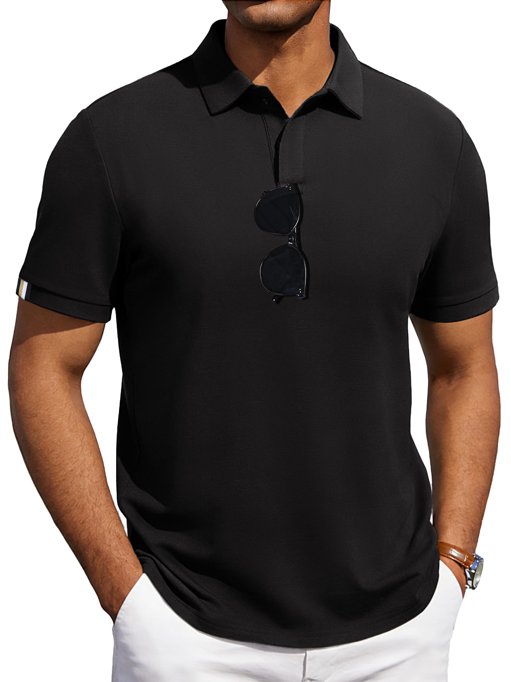 HMIYA Herren Poloshirts Mit Kurzen Ärmeln Atmungsaktive Poloshirts Für Herren Sommer T-Shirts Mit Druckknöpfen Freizeitshirts Basic Golf-Poloshirt