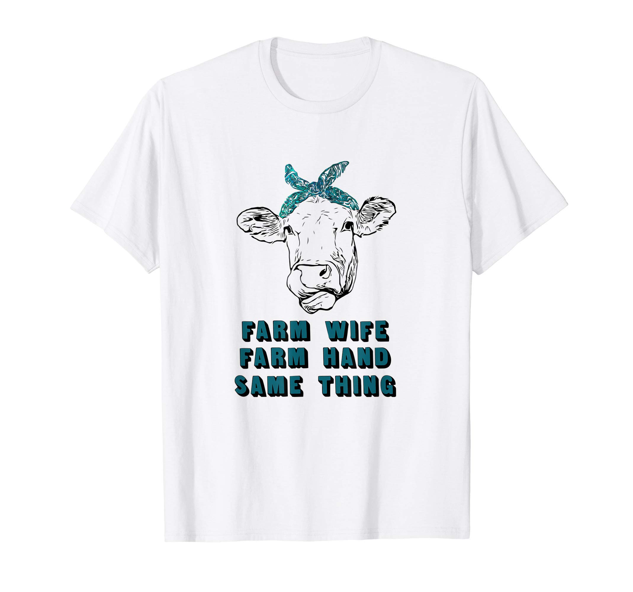 Farm Wife Farm Hand Same Thing - Cow Bandana T-Shirt