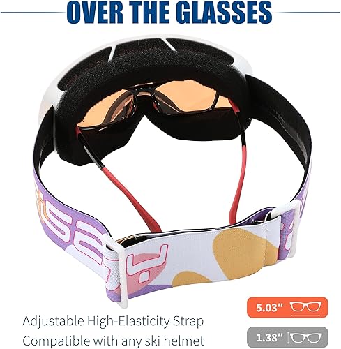 Miniatura 3 de FEISEDY Gafas de esquí para niños, gafas de snowboard para niños y niñas, jóvenes, OTG anti niebla protección UV gafas de nieve B0019