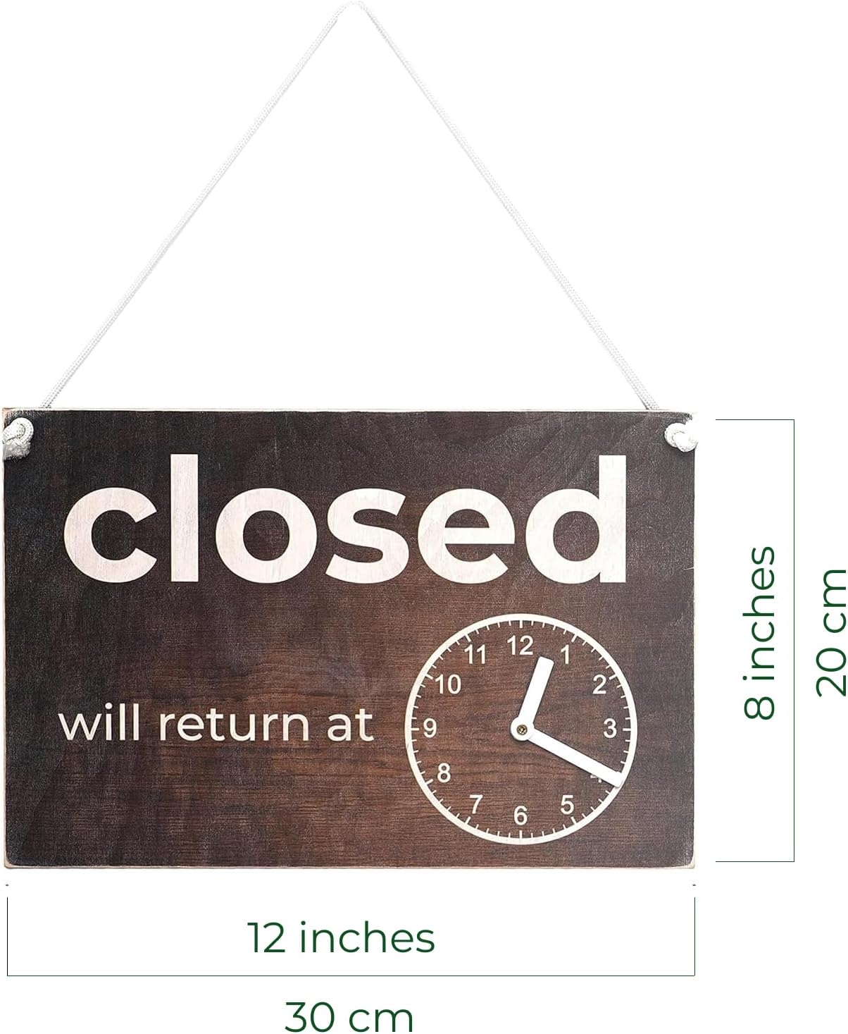 Double-Sided Open Sign with Clock - Rustic Wooden Open Closed Sign with Will Return Clock for Business, Vintage Wood, Decorative, for Door and Window, 12 х 8 Inches
