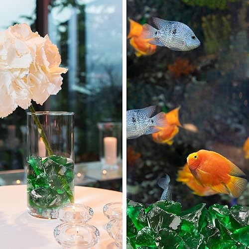 Miniatura 7 de Versátil bloque de vidrio marino esmerilado, rellenos de jarrón verde de 1 libra, gravas de acuario, decoración de cristal de mar, ideal para