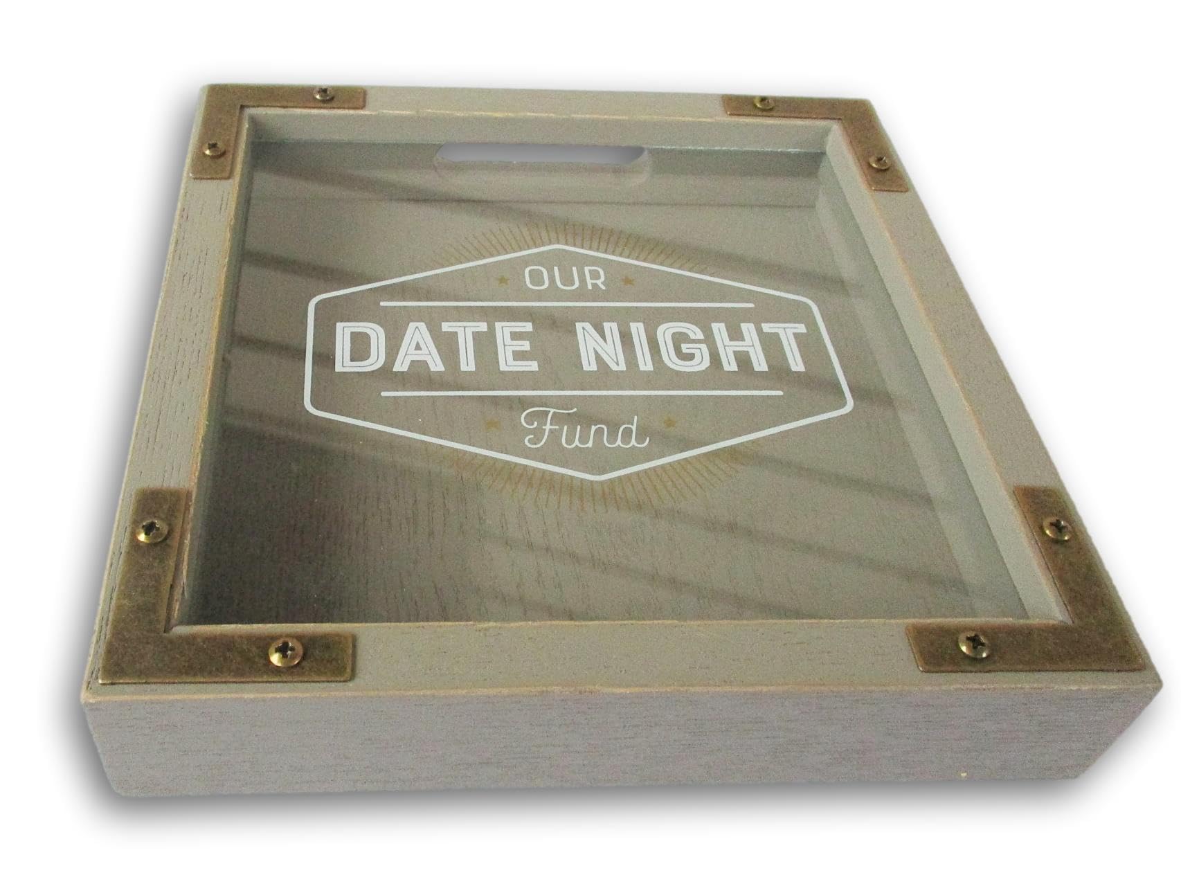 Our Date Night Fund - Wooden Box with Glass Front for Saving and Spending on Romantic Evenings Out