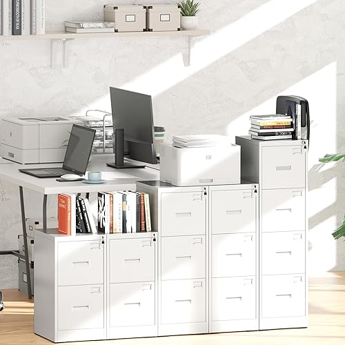 Miniatura 8 de Greenvelly Archivador D de 18 pulgadas, archivador de 3 cajones con cerradura, archivador vertical con bloqueo para oficina en casa, archivador de