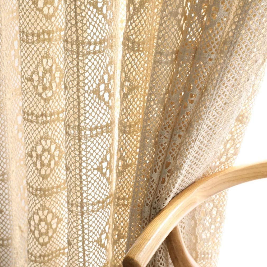 半遮像 カーテン 透け感 レース 編み風 天然素材 綿 ドレープカーテン ブラインド ナチュラル 和風 和洋兼用 1枚 単品 幅10