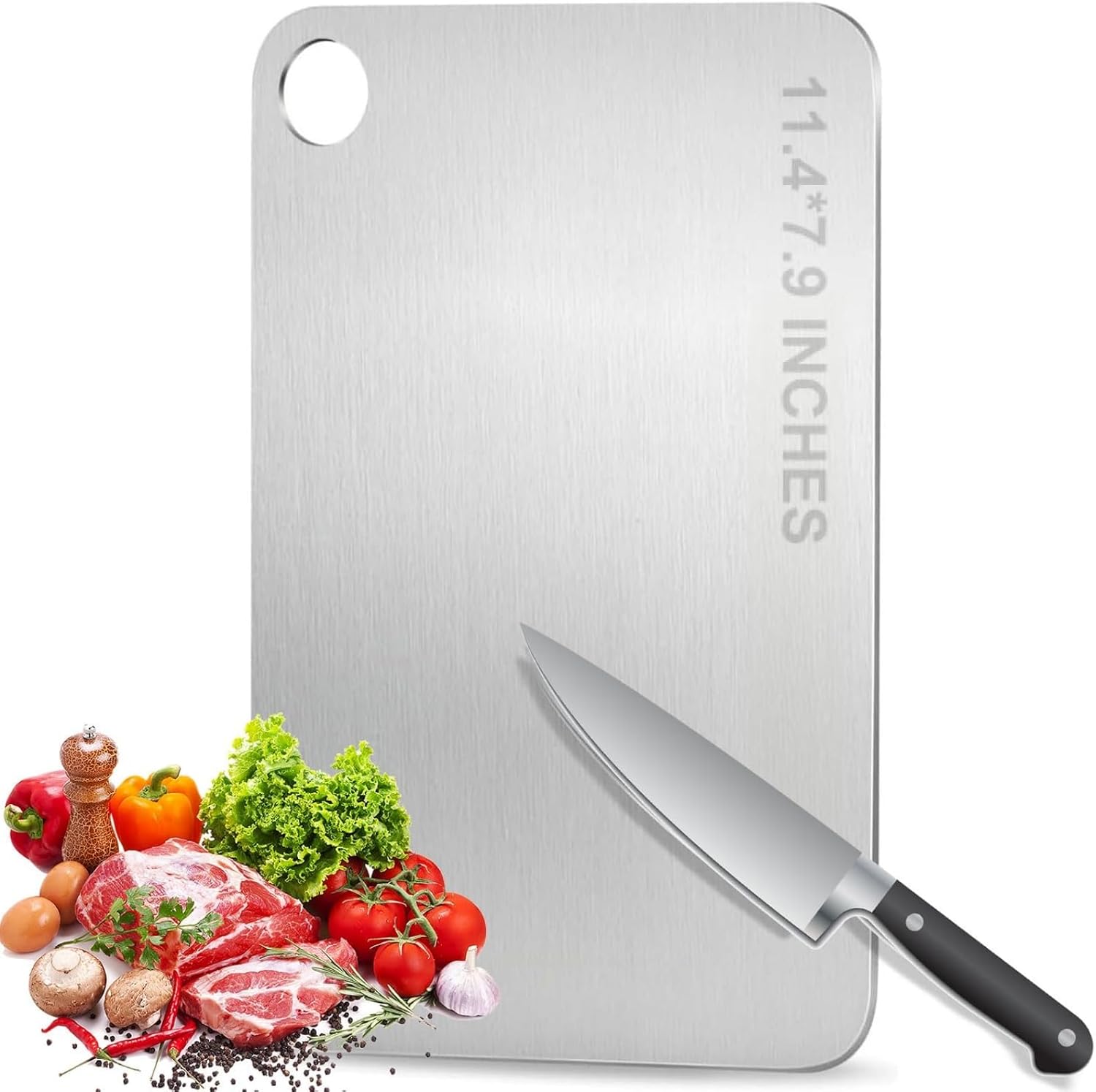 Titanium Cutting Board - 100% Pure Titanium Cutting Boards, Food-Grade, Non-Slip Surface, Dishwasher Safe, for Elegant Serving Tray for Kitchen, Charcuterie, Meat, Vegetables, Easy Clean, 9.5"x5.9"
