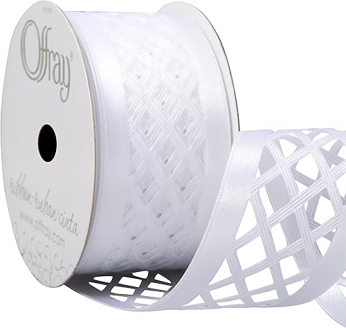 Miniatura 6 de Offray Cinta decorativa y de satén de 1.5 pulgadas de ancho, 9 pies en total, color blanco