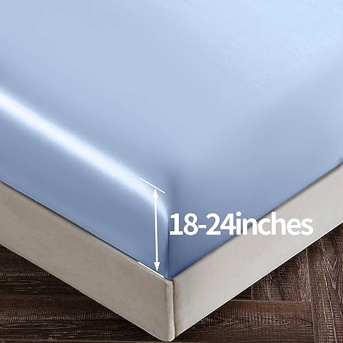 Miniatura 3 de SiinvdaBZX Juego de sábanas de satén de 4 piezas con bolsillos extra profundos, ultra sedosas, suaves, de satén rosa rubor, para colchones de 18 a