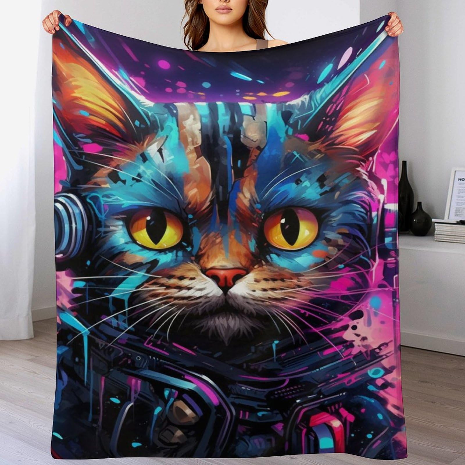 Couverture chat en flanelle chaude pour isoler du froid et habiller le canapé