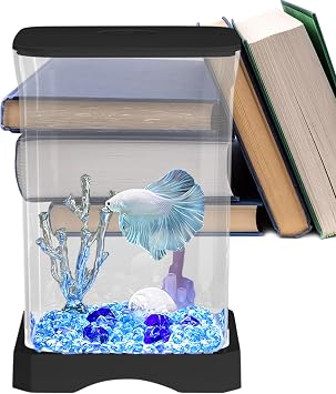 Fish Showcase Container - Elegant View Water Globe, Tabletop Sea Box | Decorative LED Display Basin, Compact Betta Habitat, Interior Bowl Tank, Apartment Corner Display, Stylish Counter Decoration