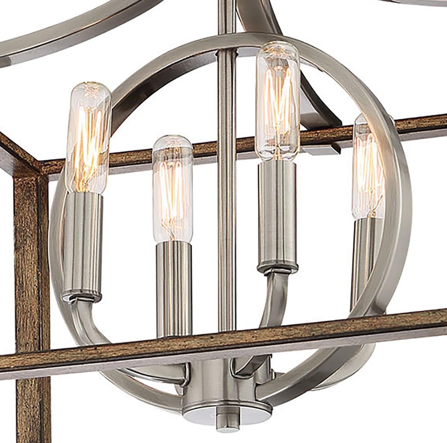 Minka Lavery 4013-280 Country Estates Semi-Flush, 4-Light, 240 Total Watts, 16.5-in H x 14-in W, Sun Faded Wood with Brushed ickel