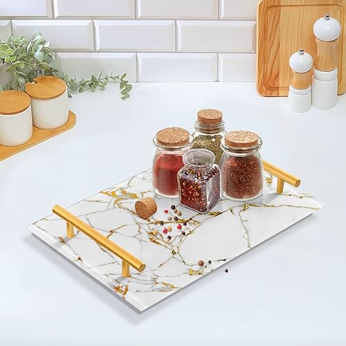 Miniatura 5 de Bandeja de acrílico para servir con asas, pequeña bandeja decorativa para baño, tocador, perfume, joyería, anillo, bandeja para encimera, bandeja de