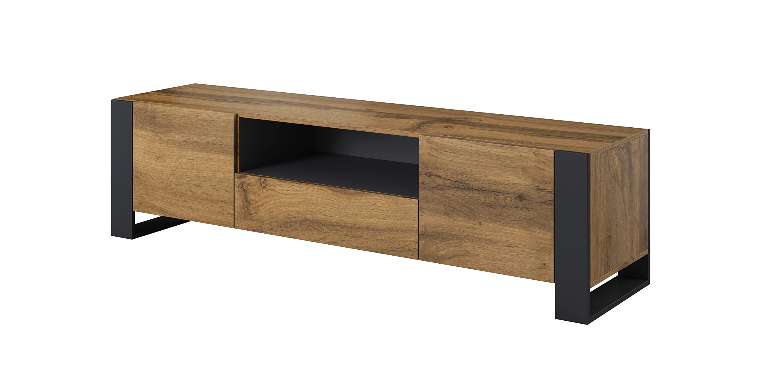 Meuble TV 180cm de qualité premium avec portes et tiroir mat