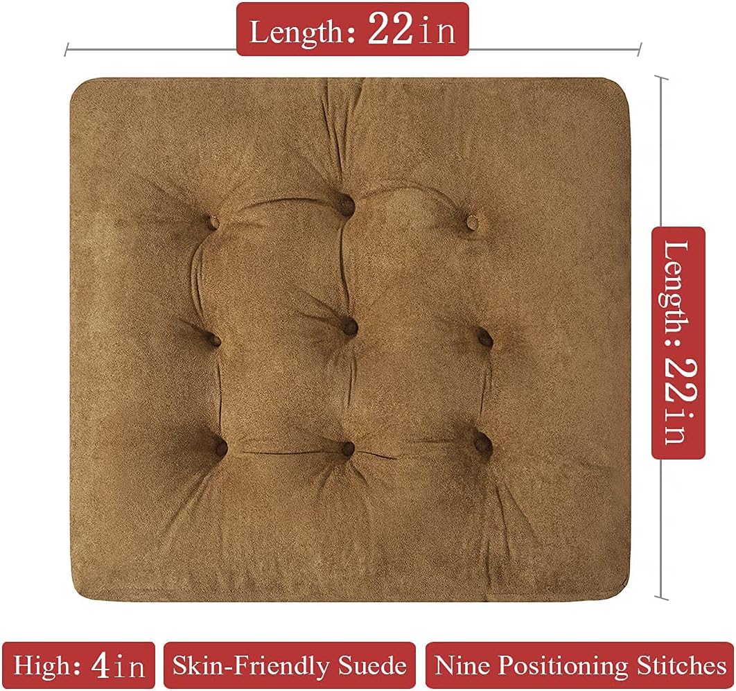 Yipto Large Floor Pillows Seating for Adults and Kids,Square Floor Cushions for Sitting Meditation Pillow Tatami Floor Cushion for Yoga Living Room Balcony Office Outdoor, Brown, 22x22 Inch: Kitchen & Dining