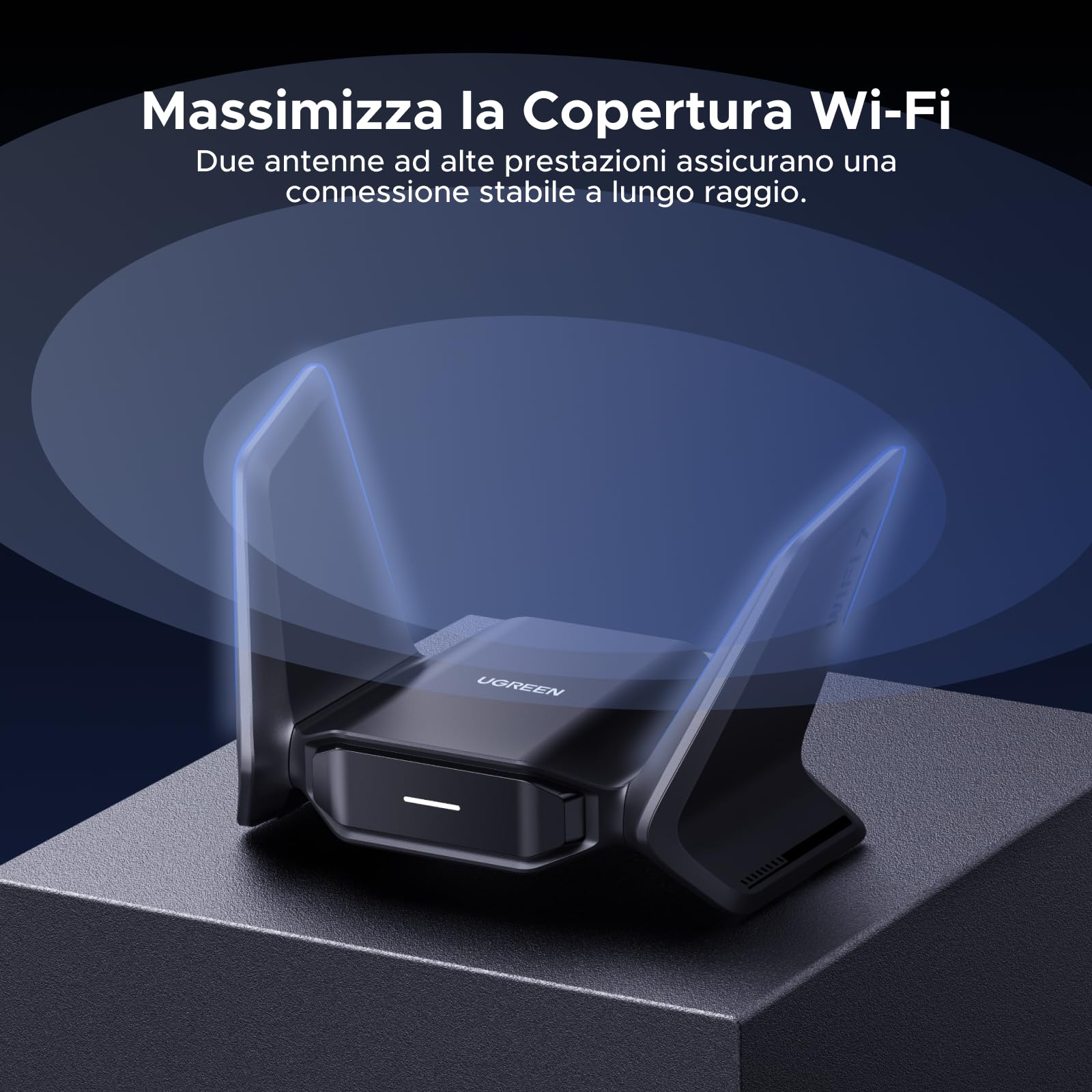 UGREEN Chiavetta WiFi 7 BE6500 Potente Adattatore USB Senza Fili Tribanda 6GHz 5GHz 2.4GHz Dongle USB WiFi Rete Modalità Soft AP Cifratura WPA3 Driver Integrato Compatibile con Windows 11 10