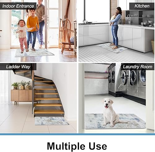 Miniatura 6 de Tapete para puerta delantera, de lana sintética, antideslizante, absorbente, abstracto, para entrada, pasillo, lavandería, zonas de alto tráfico, 20