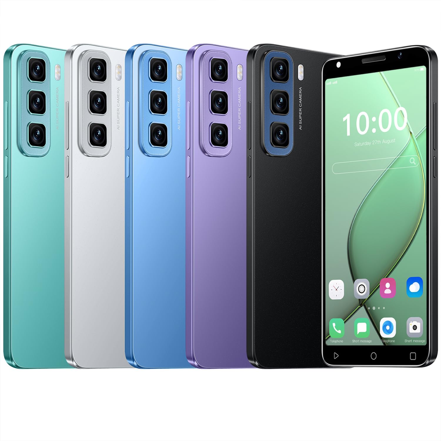 J24Ultra Telefoni Cellulari, 5.0'' Dual SIM Doppia Fotocamera, 16GB ROM Espansione 128GB, Android 9.0, Face ID/WiFi/GPS 3G Cellulare (Blu)