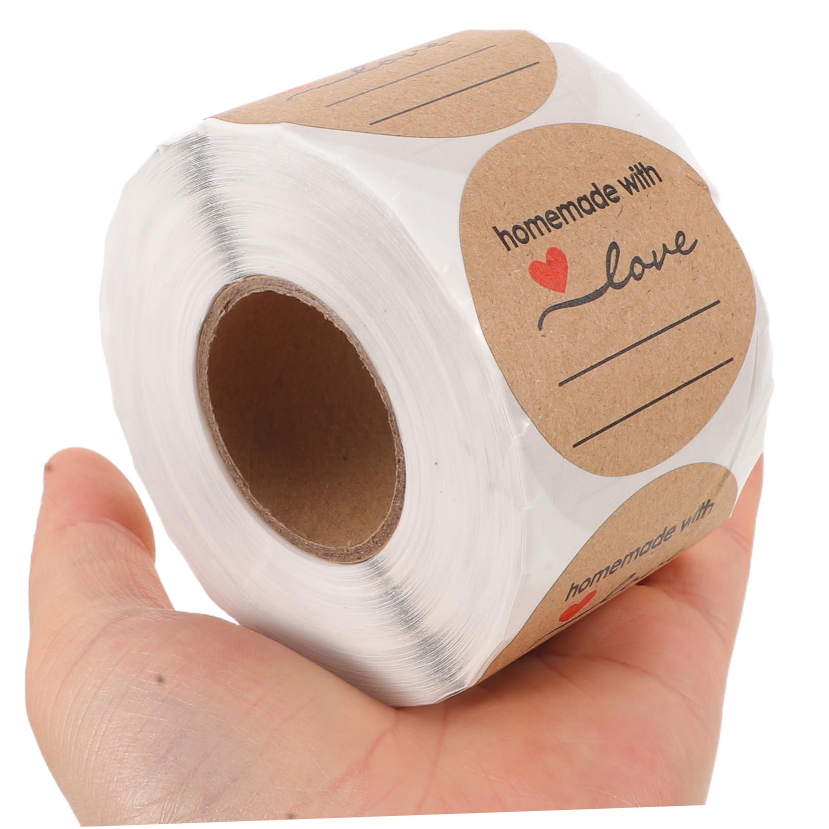 3 Pezzi Adesivi Rotondi in Kraft Forte Etichette Termiche Autoadesive su Rotolo per Sigillare Pacchi Buste e Barattoli per Mano e Decorazioni