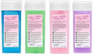 Roll On Wax Hair Removal Wax, Wax Refill, Roll on Wax, Water Washable Soft Wax Roller Cartridge for Roll on Waxing Kit for Larger Areas of the Body Hair Removal at Home 4 Pack 150g/5.29oz