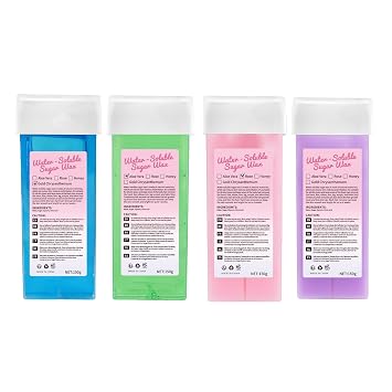 Roll On Wax Hair Removal Wax, Wax Refill, Roll on Wax, Water Washable Soft Wax Roller Cartridge for Roll on Waxing Kit for Larger Areas of the Body Hair Removal at Home 4 Pack 150g/5.29oz