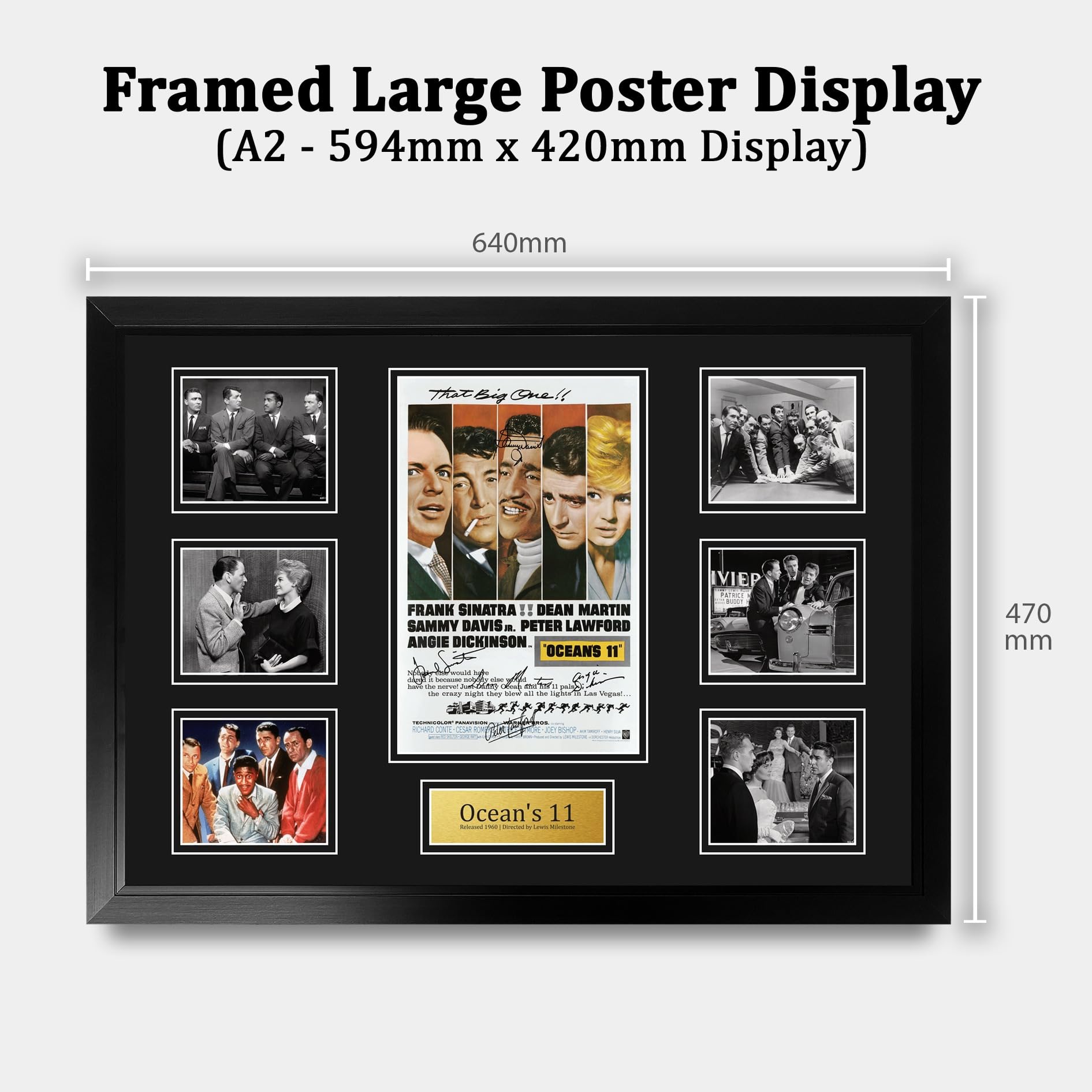 HWC Trading Ocean's 11 Podpisany Plakat Filmowy A2 Deluxe w Ramie