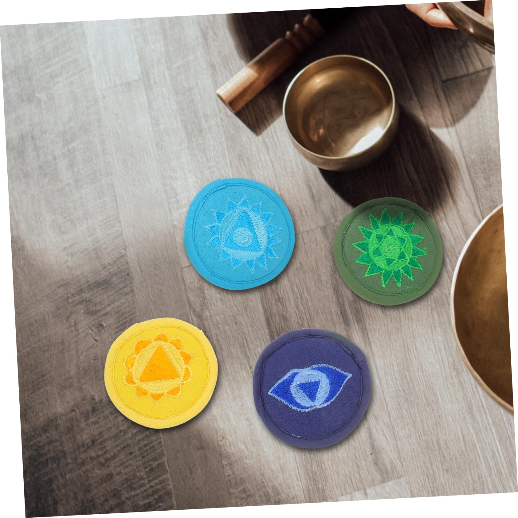 Toyvian Coussin Pour Bol Chantant Tibétain Brodé Lot De 7 Coussins De Protection Pour Bol De Prière Support Compact Pour Et Yoga