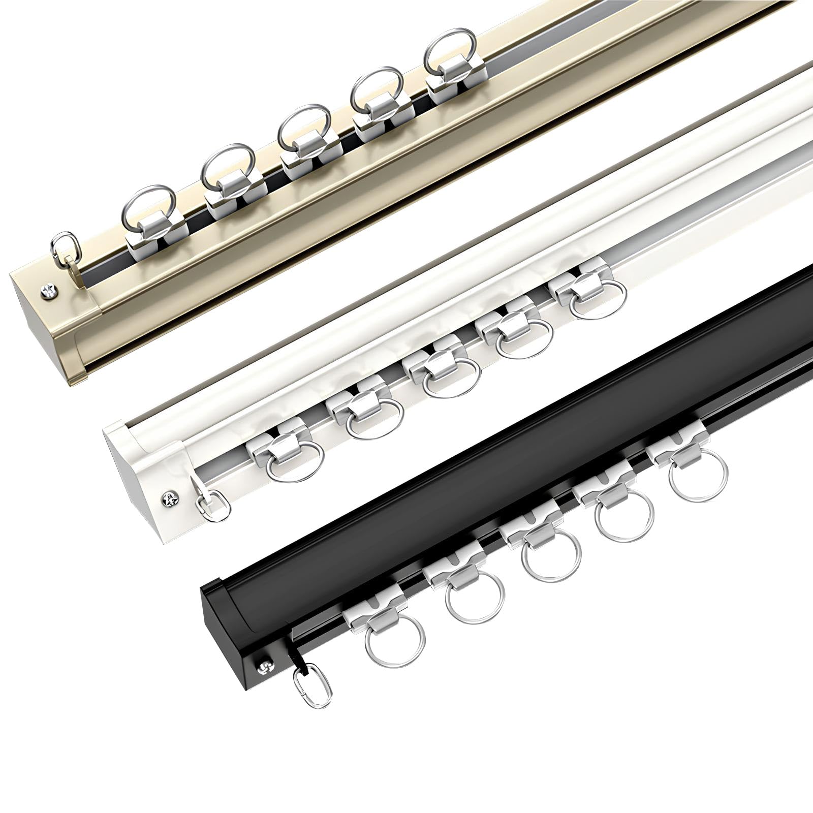 Wataow White Heavy Duty Curtain Track, Wall And Ceiling Mount Curtain Rail, Sliding Track For Living Room Bedroom - Aluminum Room Divider Curtain Rods Set(,280Cm/9.1Ft(2 * 140Cm))