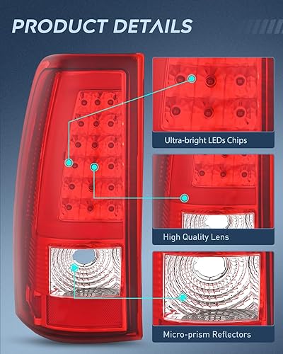 Vista 140 de Nilight Conjunto de luz trasera para Chevy Silverado 1500 1500HD 2500 2500 2500HD 3500 2007 Chevrolet Classic OE estilo pasajero lámpara trasera