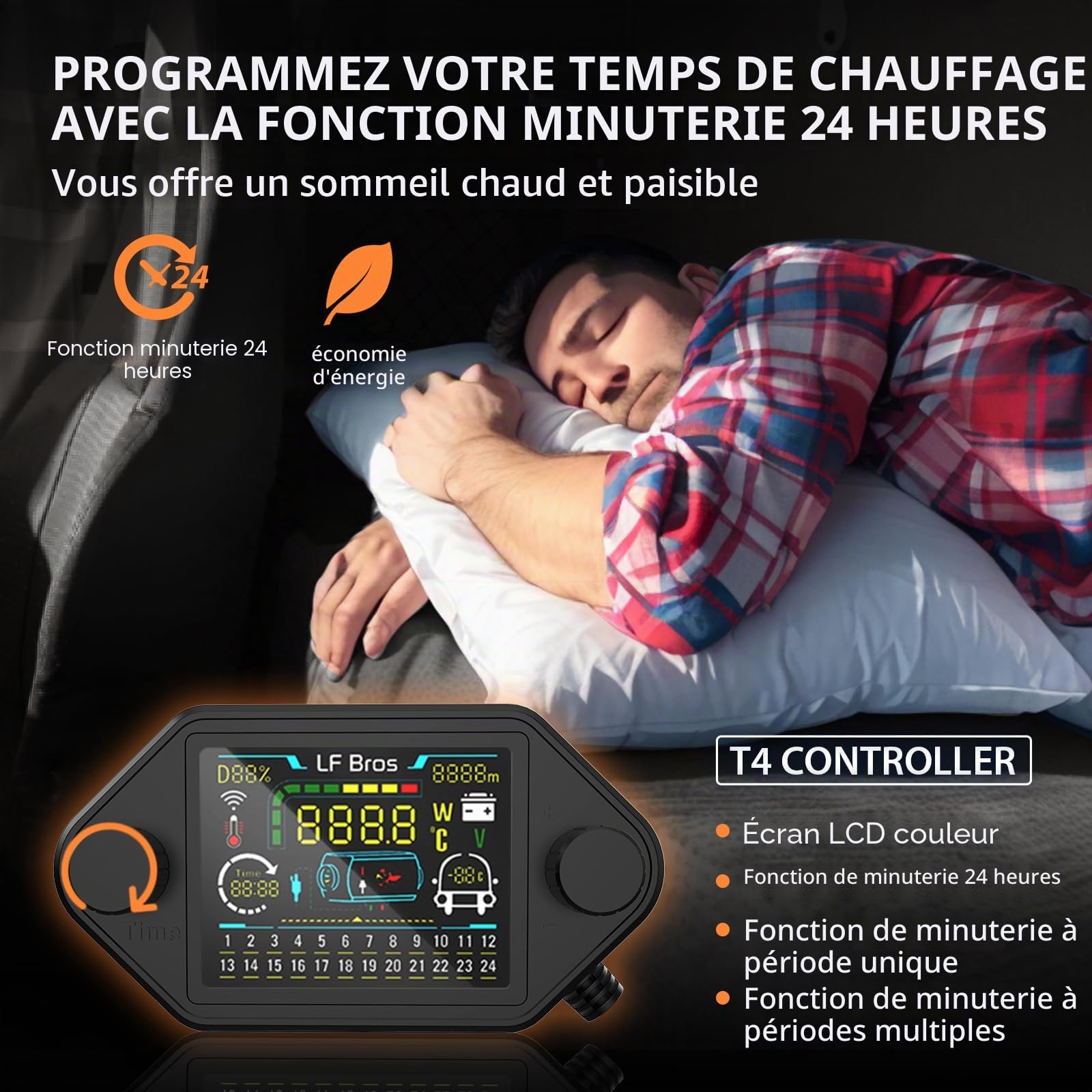 LF Bros Chauffage Diesel 5KW, 12V/220V Chauffage à Air Diesel en Mode Plateau avec Minuterie et Contrôleur LCD, Adapté pour Camping-car, Camion, Tente