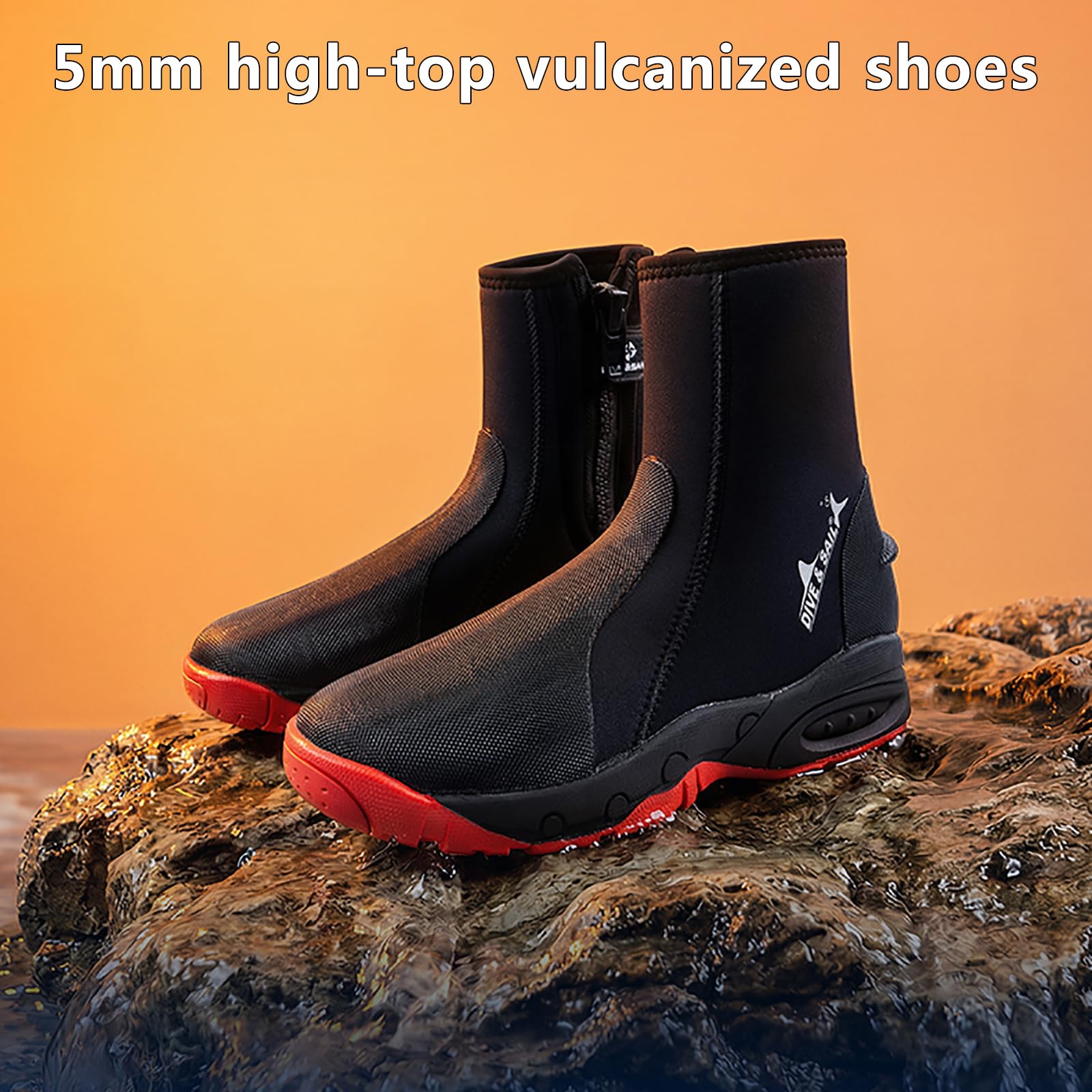 Neoprenowe buty do nurkowania 5 mm, wysokie buty do nurkowania z twardą podeszwą i zamkiem błyskawicznym, wulkanizowane, termiczne, dla mężczyzn i kobiet, nurkowanie z rurką, surfing, kajakarstwo