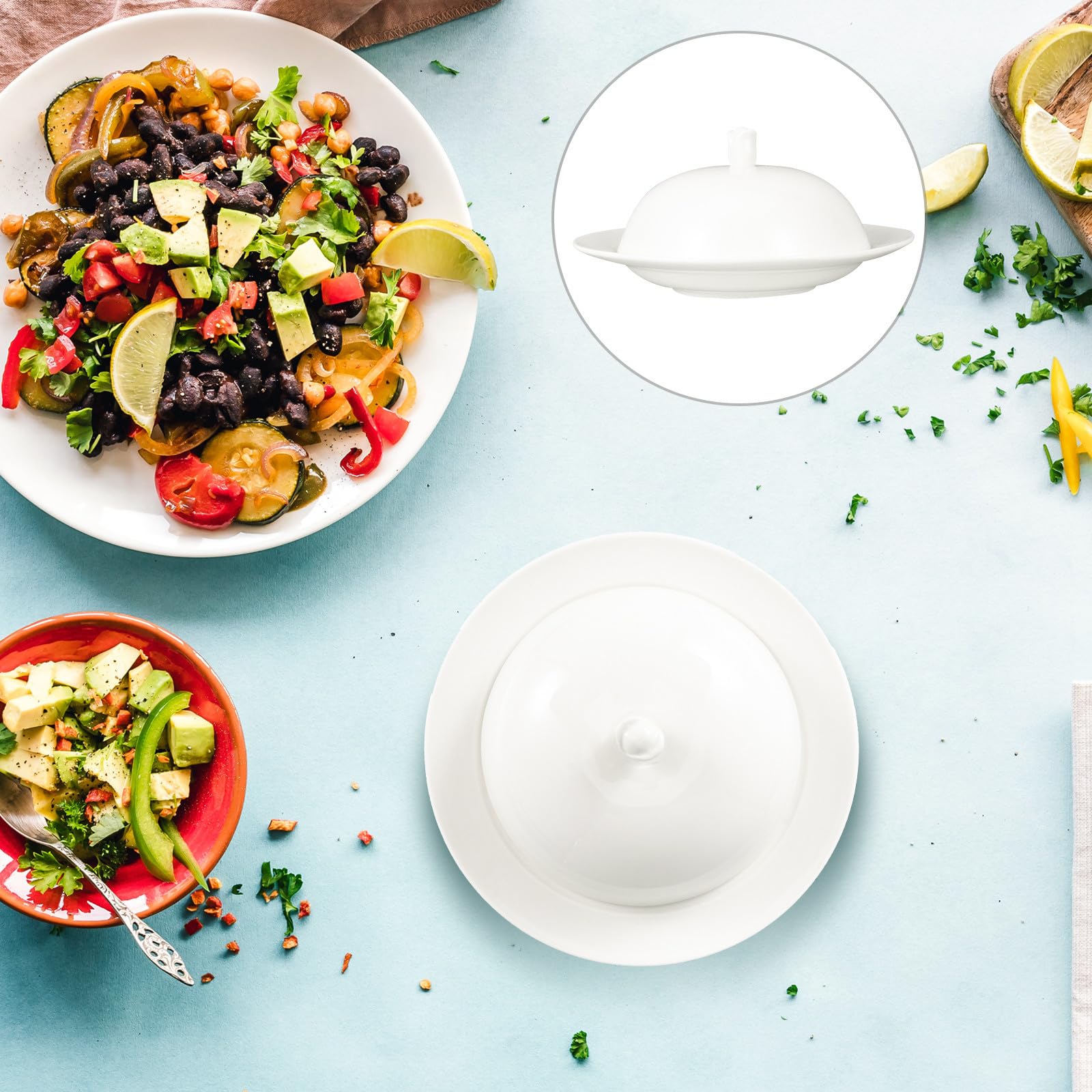 Artibetter Plato de Cerámica con Tapa para Bistec de Restaurante, Diseño Elegante y Duradero, Vajilla Moderna y Ecológica para Servir en Hogar o Restaurante